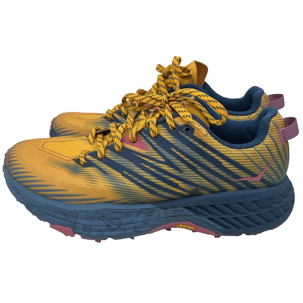 HOKA One One Women's Speedgoat 4 Trail Running Shoes Yellow Blue Size 9 EU 40